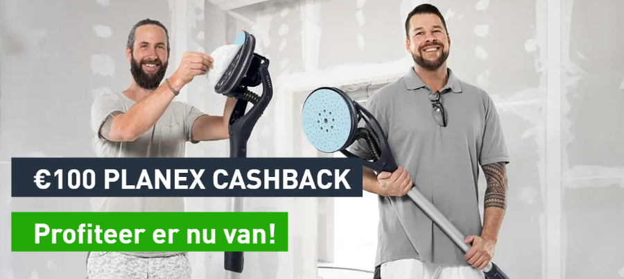 €100 cashback op de PLANEX langnekschuurmachine!